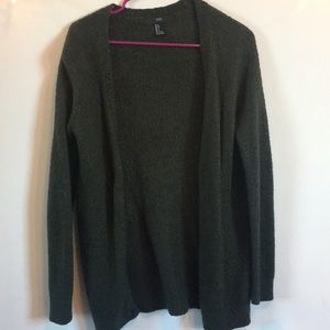Dark Green Button-Down Cardigan
